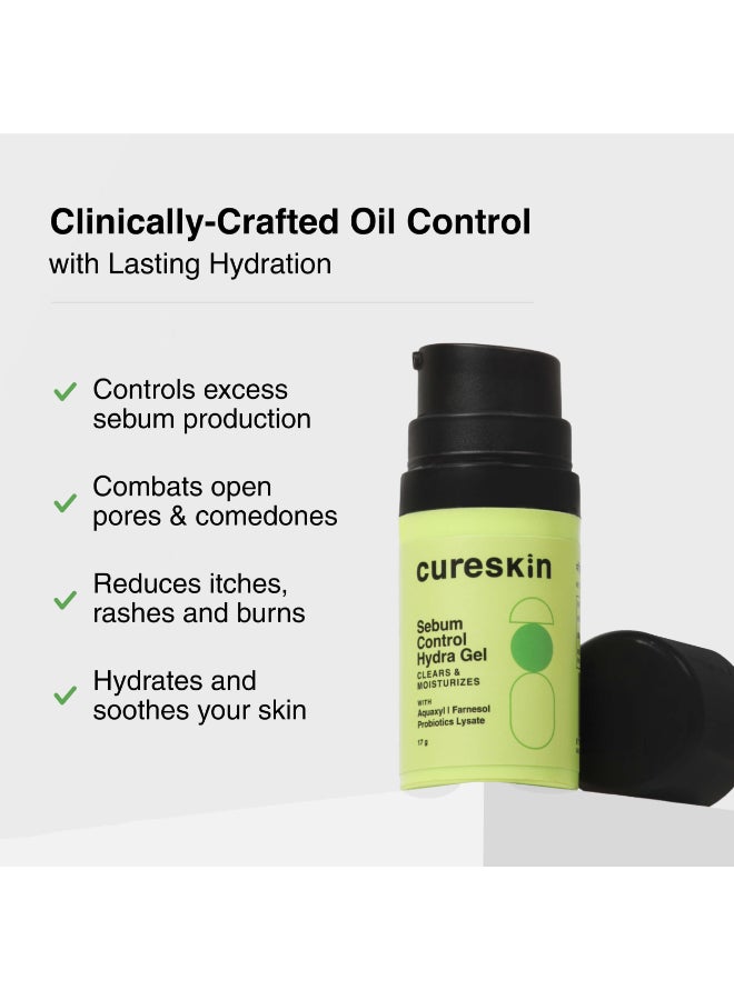 Cureskin Sebum Control Hydra Gel: Hydration & Shine Control for Oily Skin with Aquaxyl, Farnesol, Probiotics Lysate (17 g) - Image 2